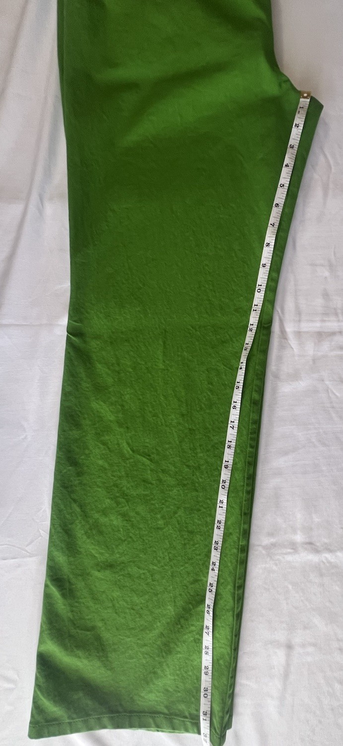 ESCADA Lime Green Trousers Pants Sz 44 US 14 NWOT Luxury Gold Button Bold Modern