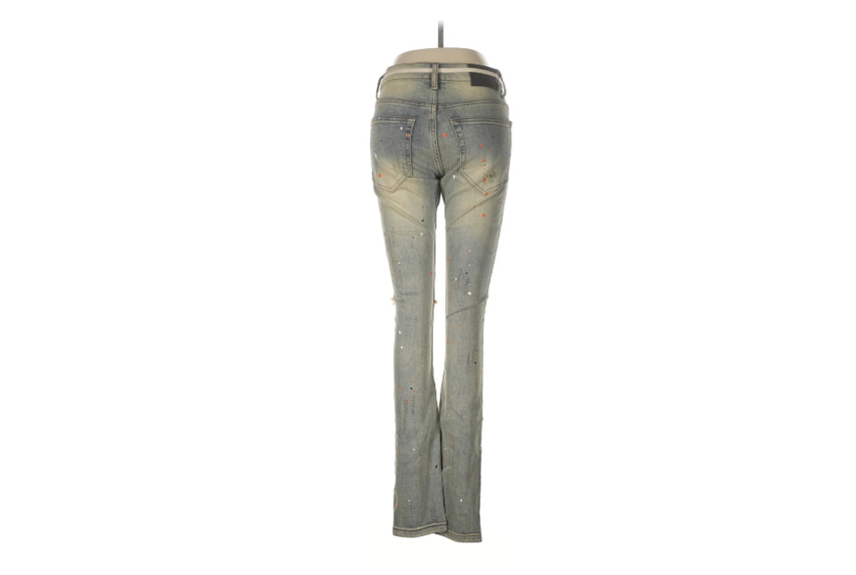 THRT Citrus Denim Jean Men 28 Blue Paint Splatter Slim Leg Distressed Drawstring