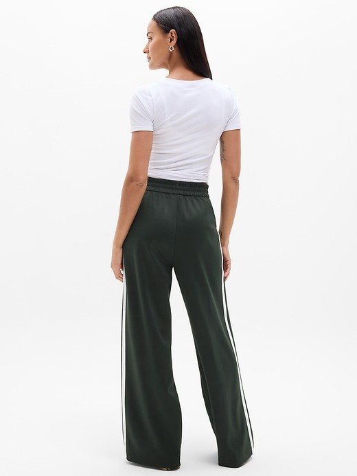 Athleta M Medium Tempo Mid Rise Wide Leg Track Pant Elm/White NWT!