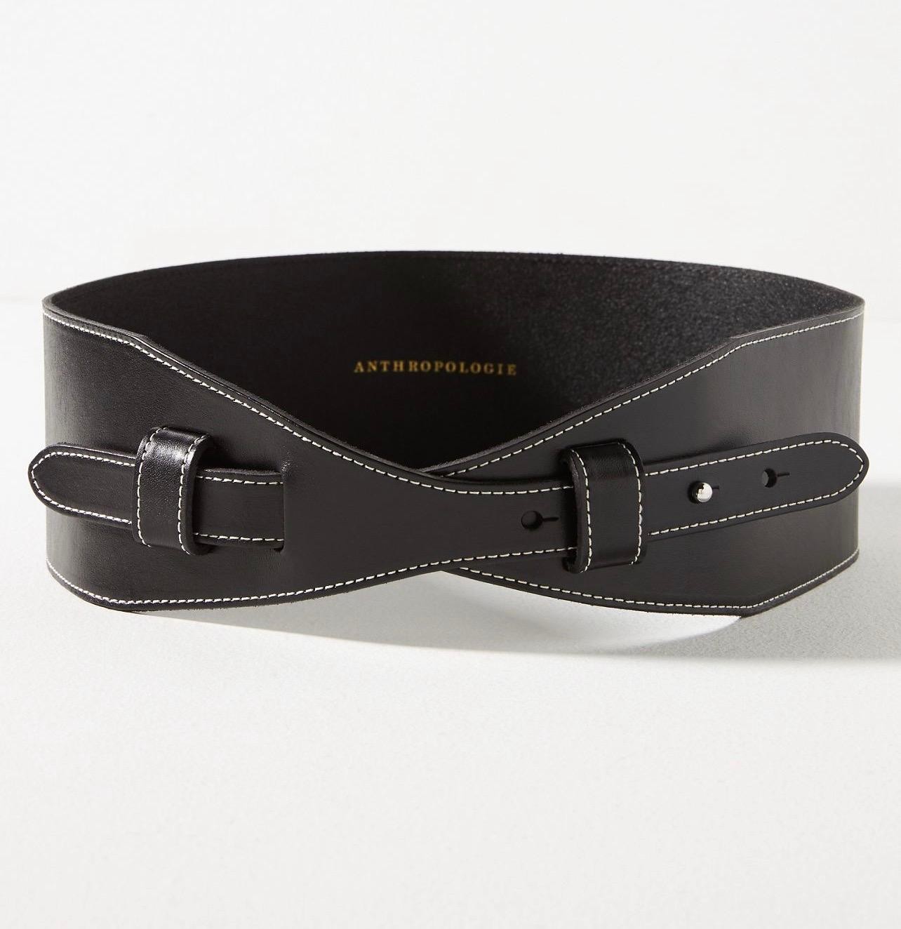 ANTHROPOLOGIE Women’s New SMALL Wide Corset Belt GENUINE LEATHER Waist Styling