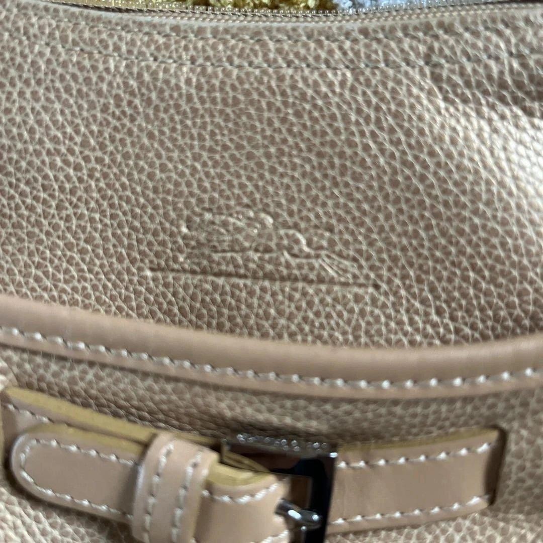 Longchamp Leather Shoulder Bag, Beige