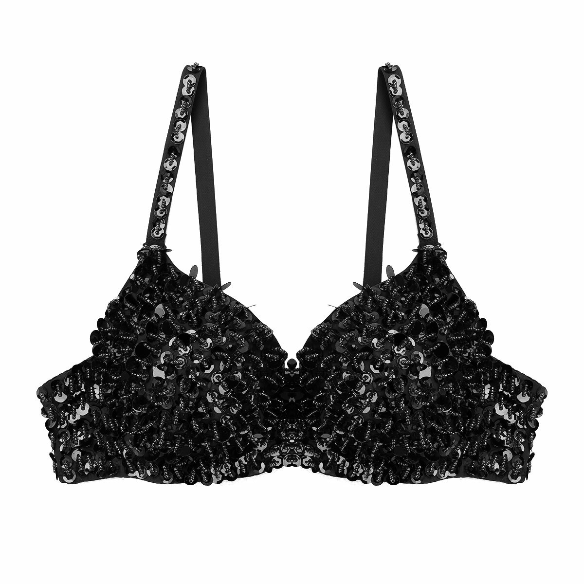 Womens Sequins Sparkle Bra Crop Top Belly Dance Costume Tops Rave Party Clubwear