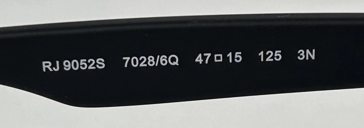 Ray-Ban Jr RJ9052S Black Rubber Matte Sunglasses 7028/6Q 47[]15-3N