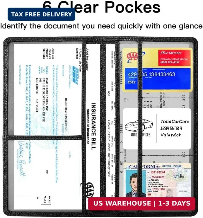 Valardoh Premium Car Registration and Insurance Card Holder, Car Document Holder