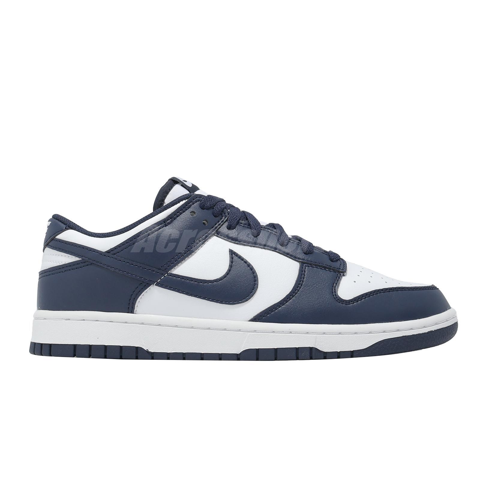 Nike Dunk Low White Midnight Navy Men Casual Lifestyle Shoes Sneakers HF5441-107