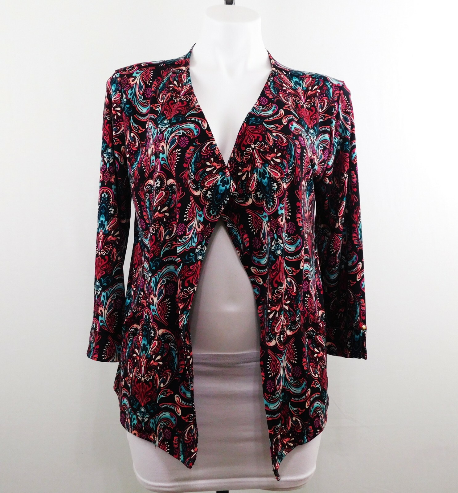 Dana Buchman Women Cardigan Shirt, Size M, Multi-color, 95% Poly, 5% Spandex