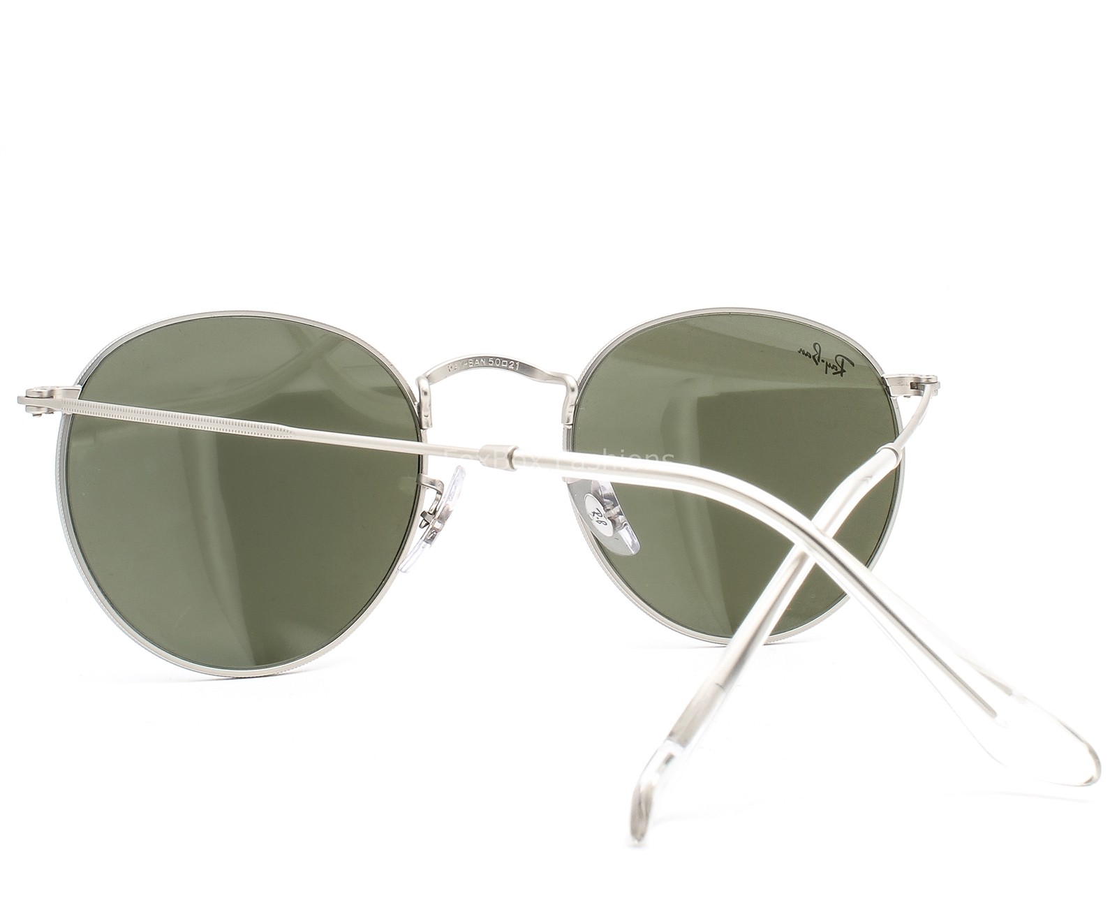 Ray-Ban Round Sunglasses RB 3447 019/30 Matte Silver Mirror Glass 50mm with Case