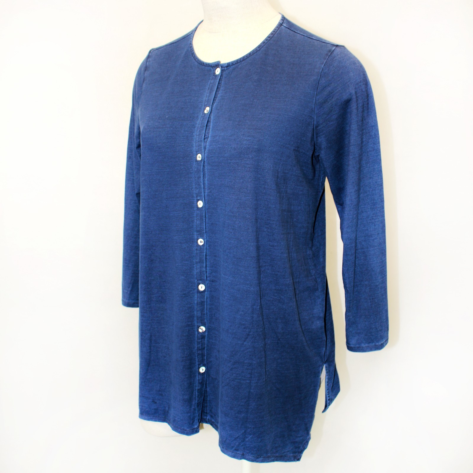 J.Jill Plus Navy Blouse Top Tunic Button Casual Long Sleeve Crew Neck 2X