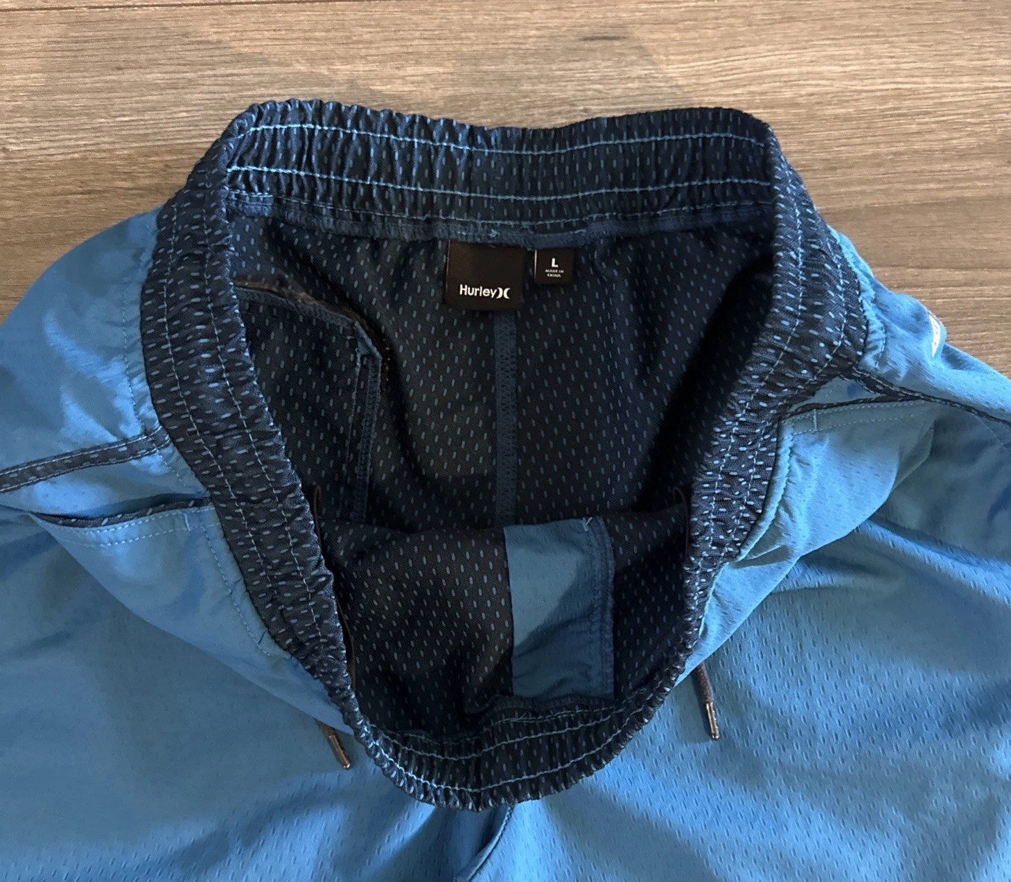 Hurley Mesh Lined Swim Trunks Pockets & Drawstring Mens Large Blue