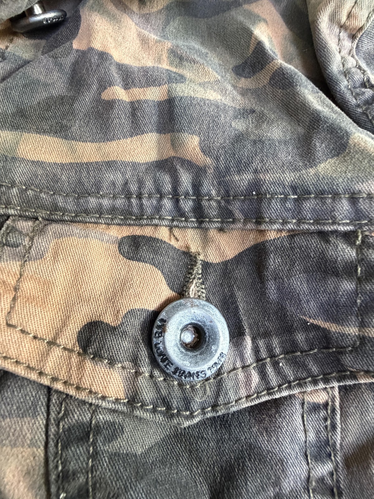 Marisa Jacket Womens P Multicolor Camouflage Denim Cotton Blend Collared Button