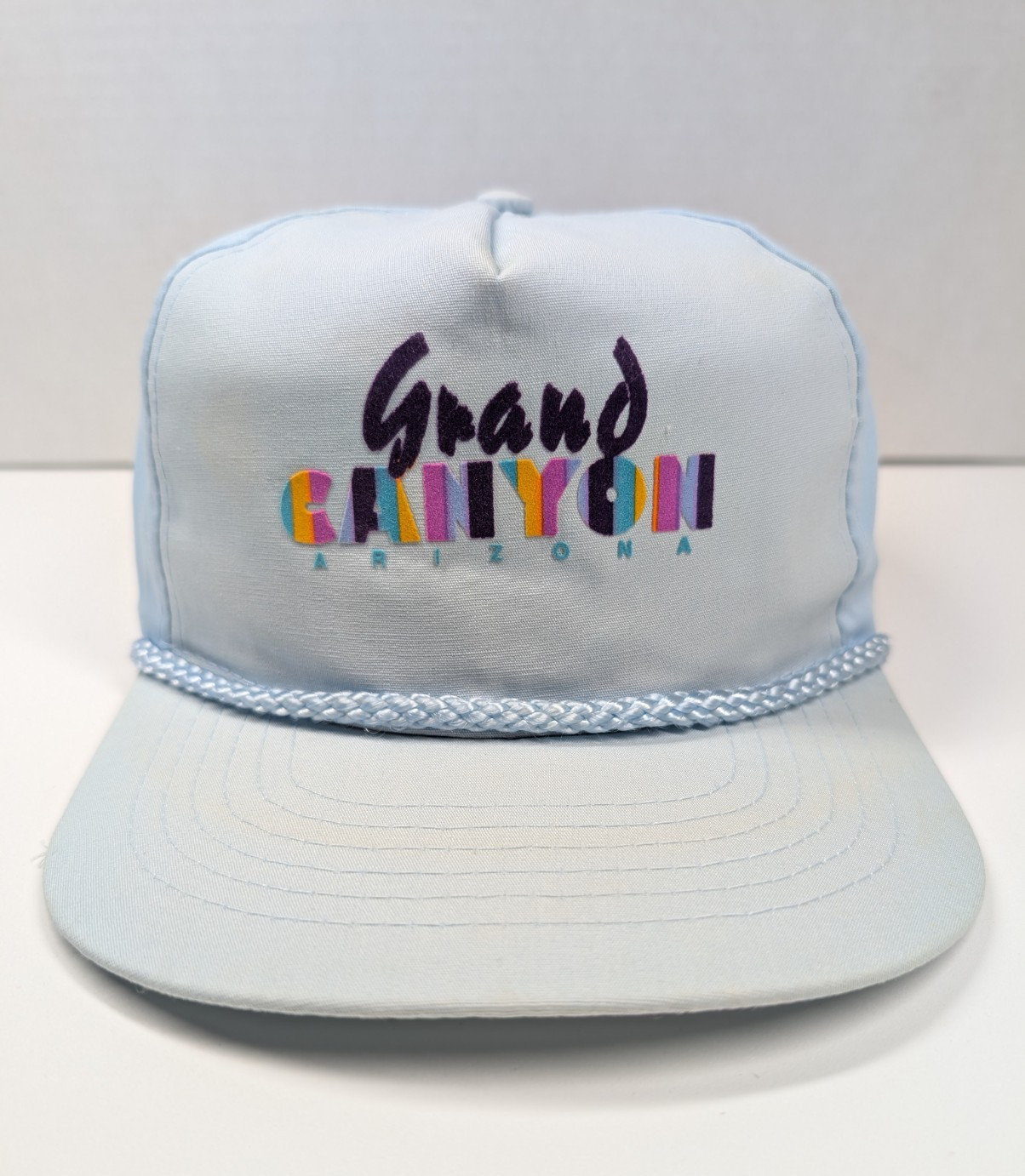Vintage Grand Canyon Arizona Rope Snapback Hat Capital Flocked Graphic