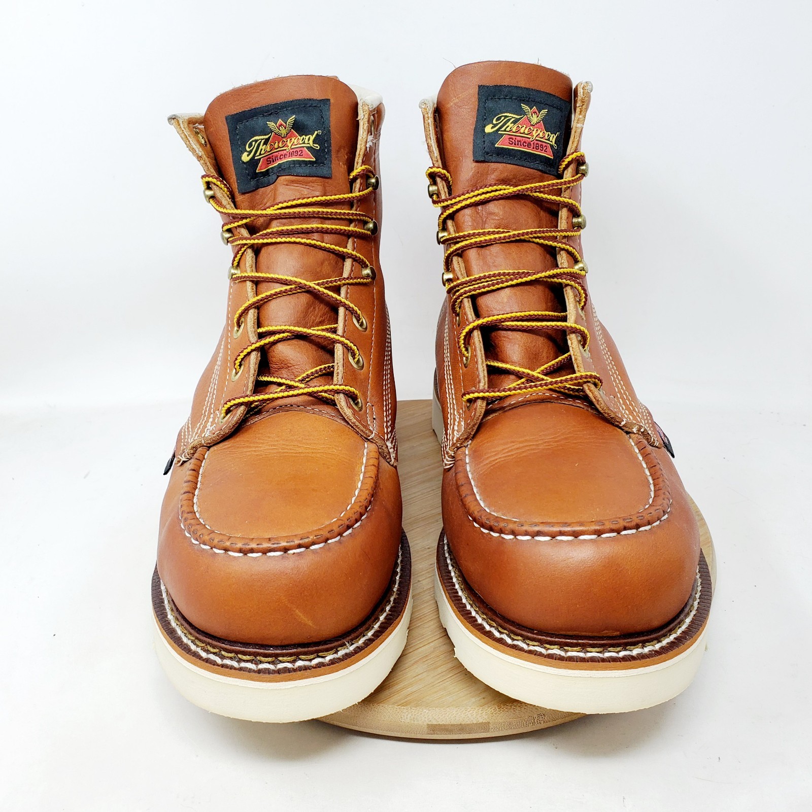 Thorogood American Heritage 6″ Boots Mens 8 D Safety Moc Toe Wedge Heel Work USA
