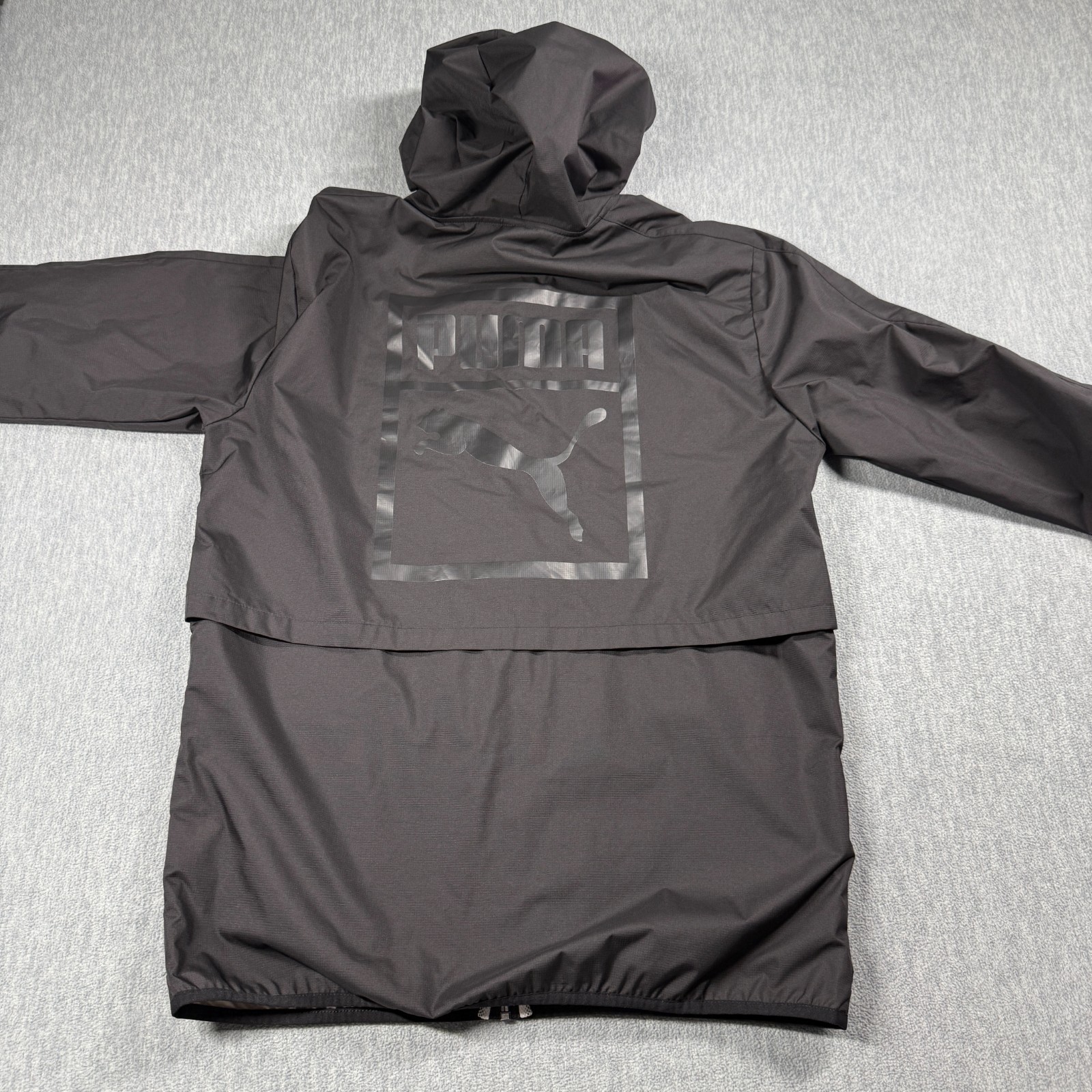 Puma Jacket Mens M Black Full Zip Hooded Windbreaker Mesh Sportswear Gym