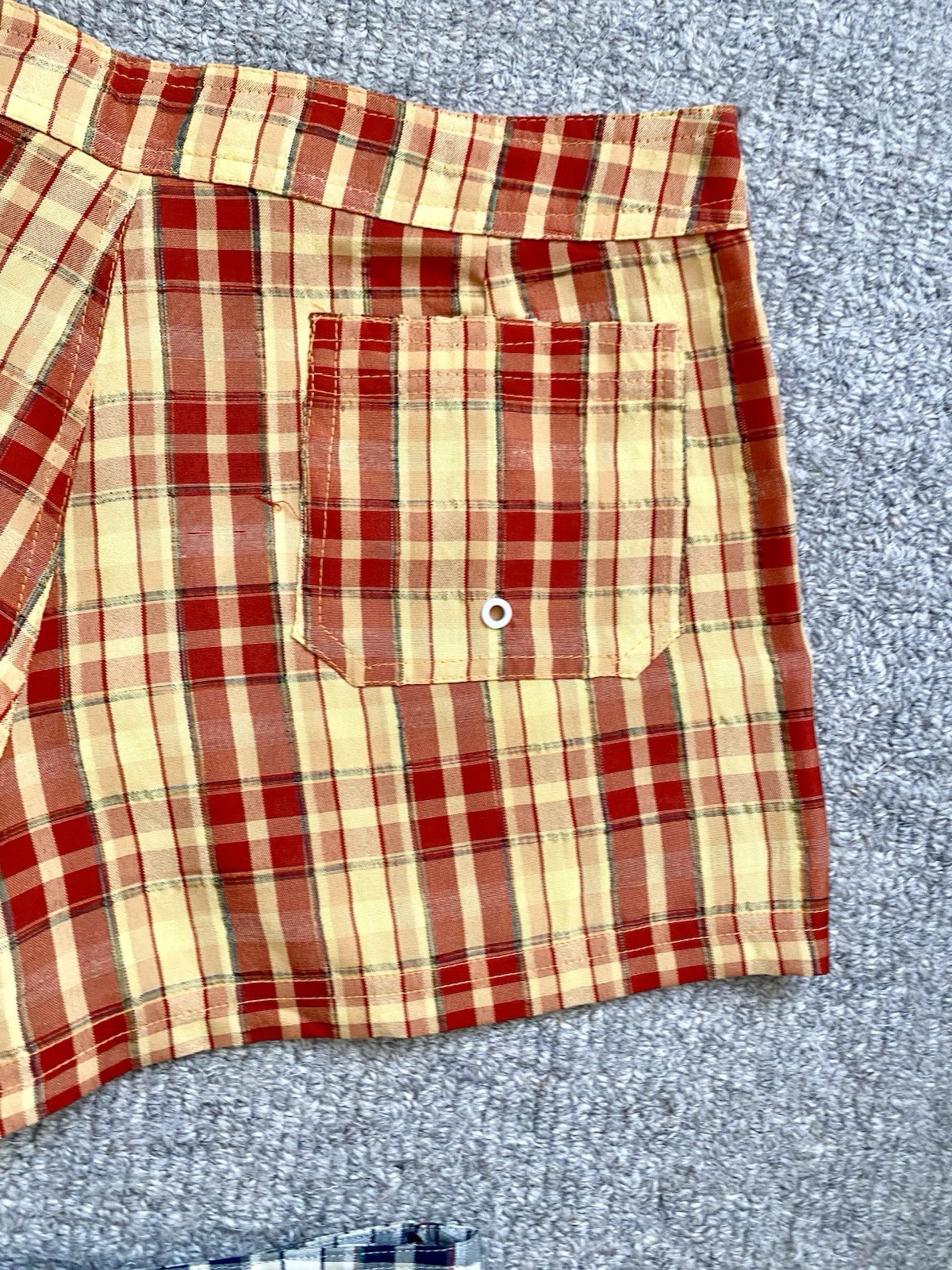 2x Checkered Mini Shorts Y2K Orange Blue UK 6 Tie Front Made in Italy