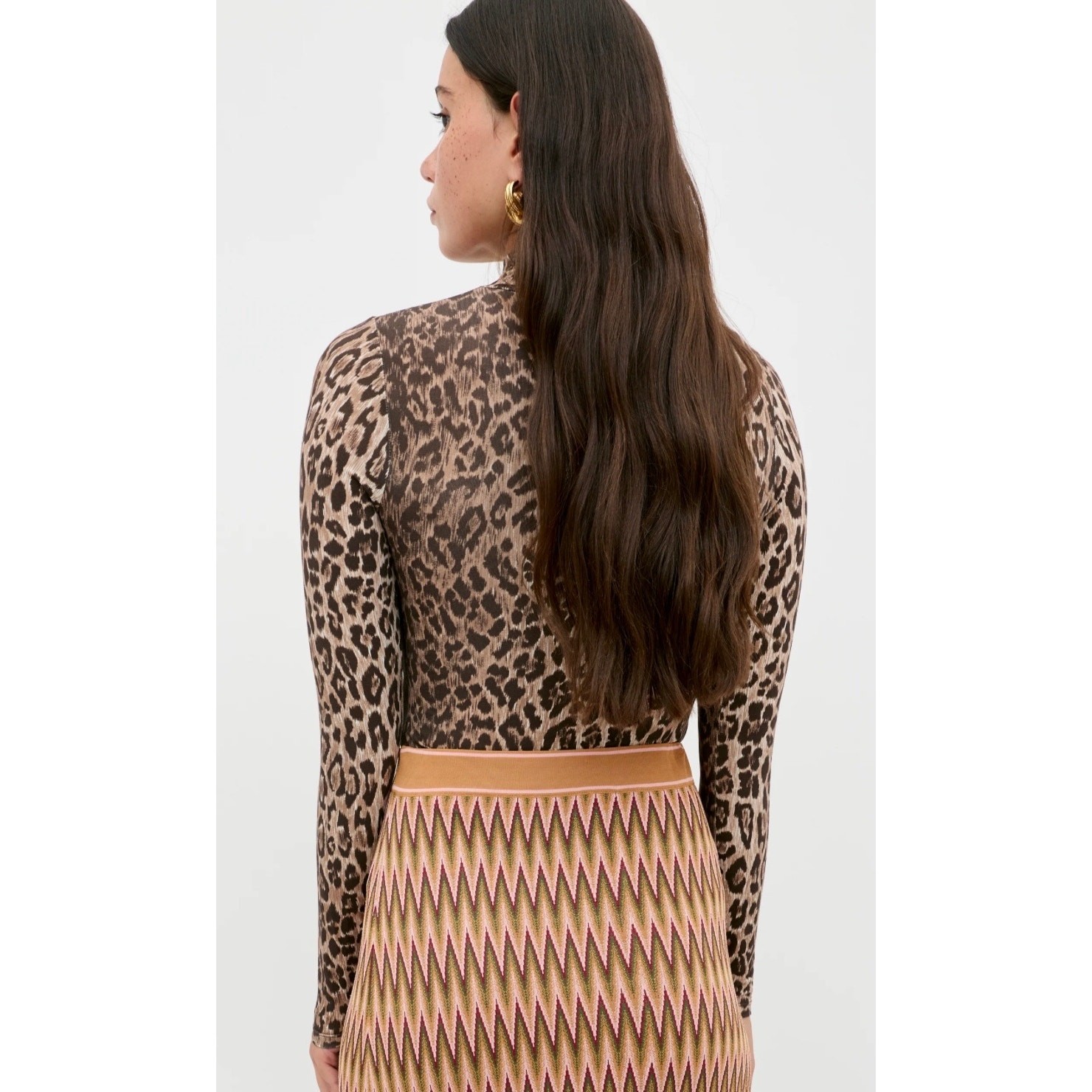 Rixo X Stripe & Stare Classic Leopard Long Sleeve Brown Lace Bodysuit SMALL