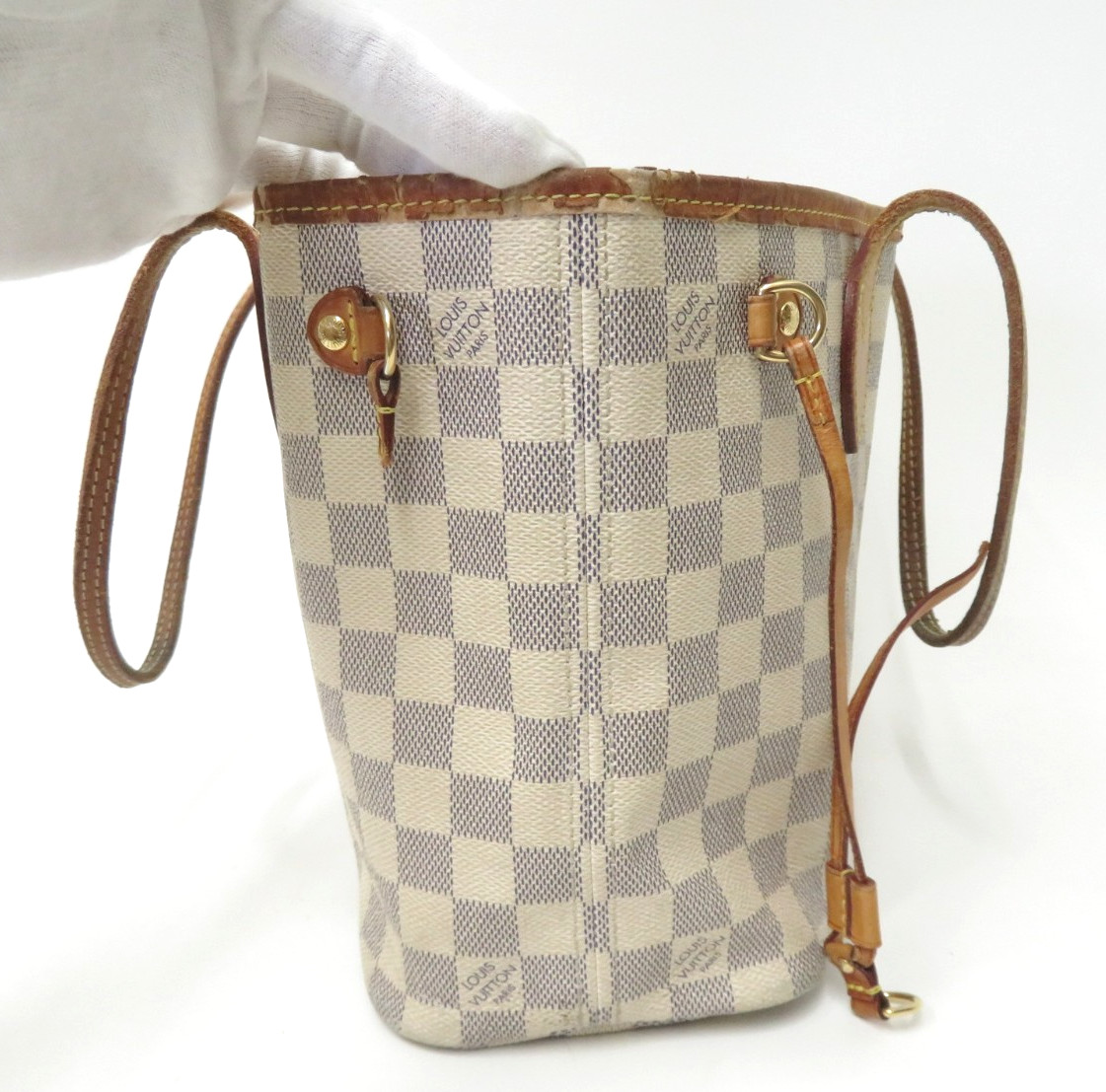 Authentic Louis Vuitton Damier Azur Neverfull PM Tote Bag Handbag F#51248