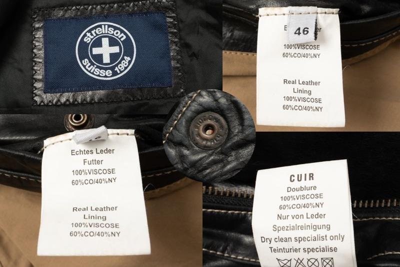 Men Strellson Jacket Black Leather 36 / S / 44