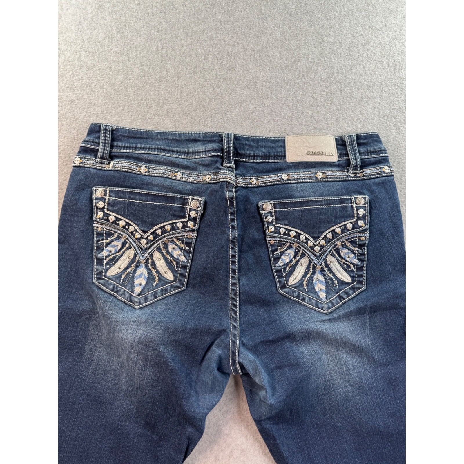 Grace in LA Easy Fit Embroidered Bootcut Jeans Dark Wash Size 34 Womens