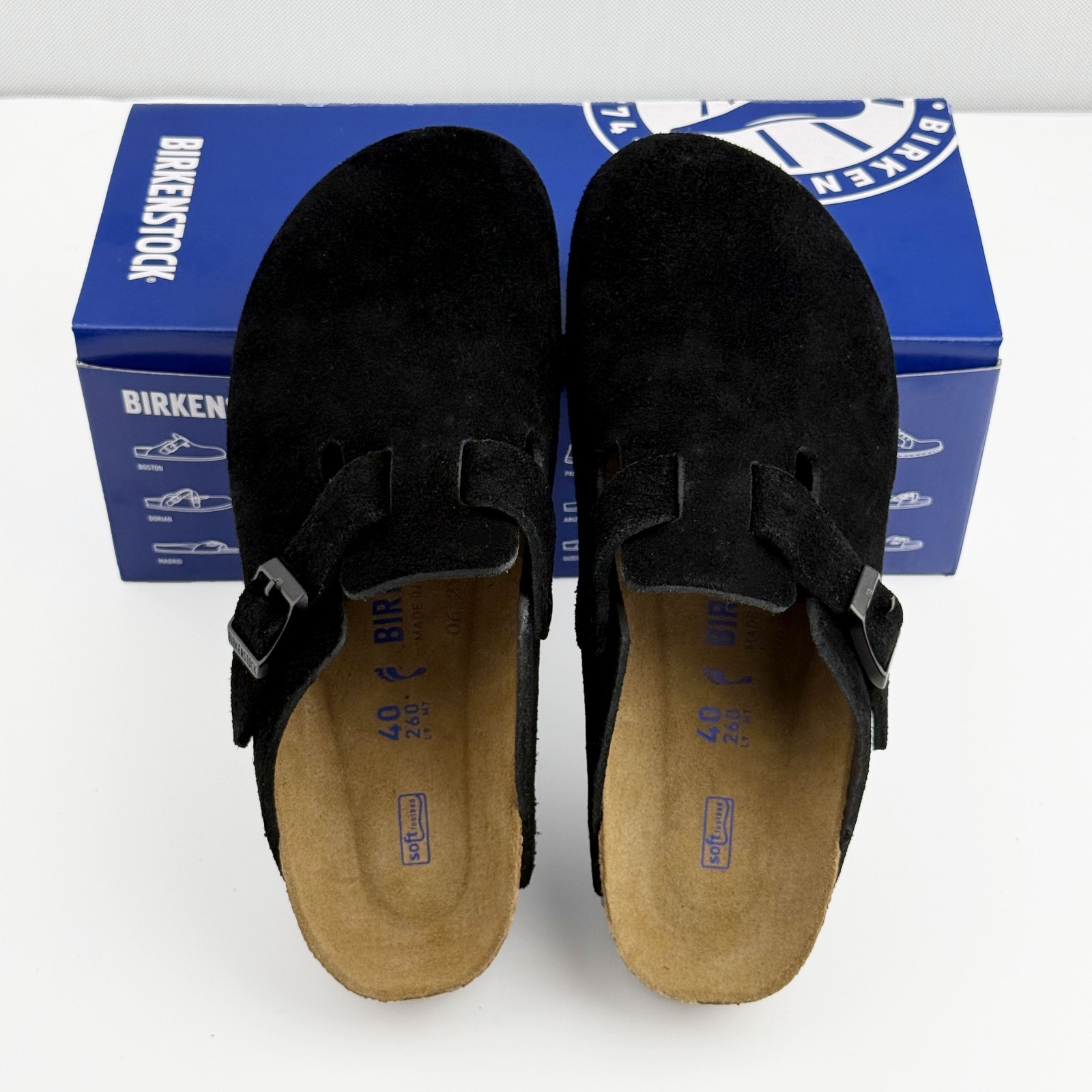 Birkenstock Boston Black Suede Leather Soft Footbed Clog Men and Women’s Shoes