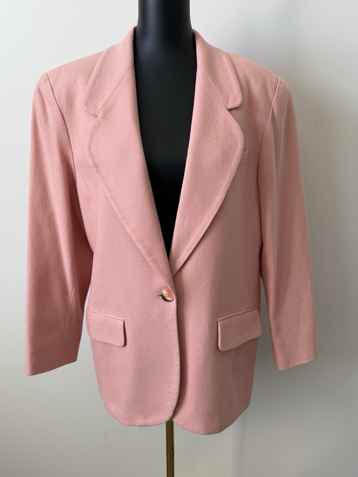 Vintage Casual Corner Women’s 14 Blush Pink Blazer 100% Pure Wool Lined