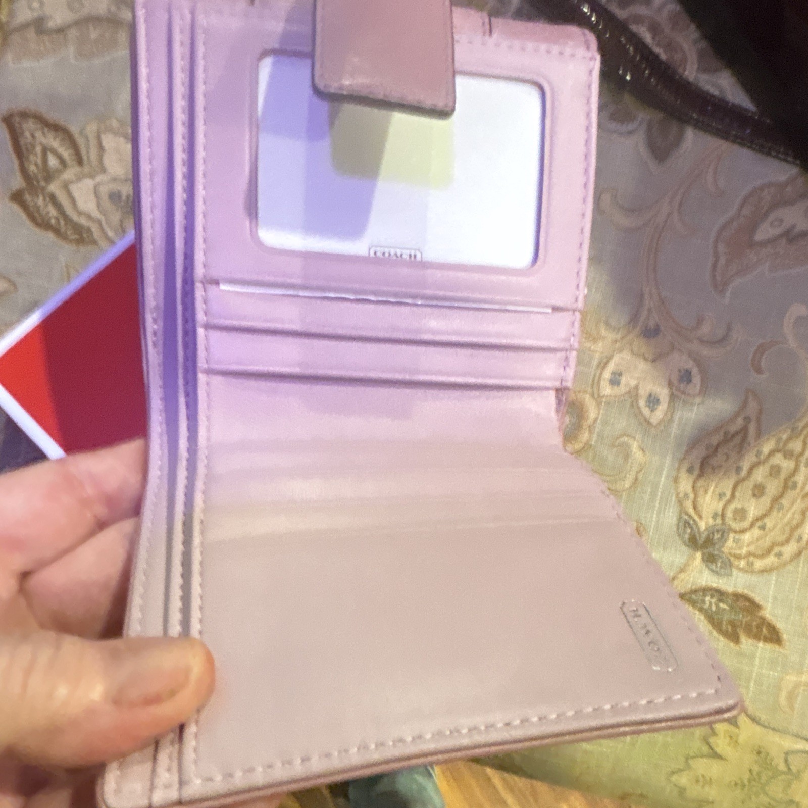 Coach Purple Solid Bifold Folding Wallet w/ Logo Accent, Credit Card Slots