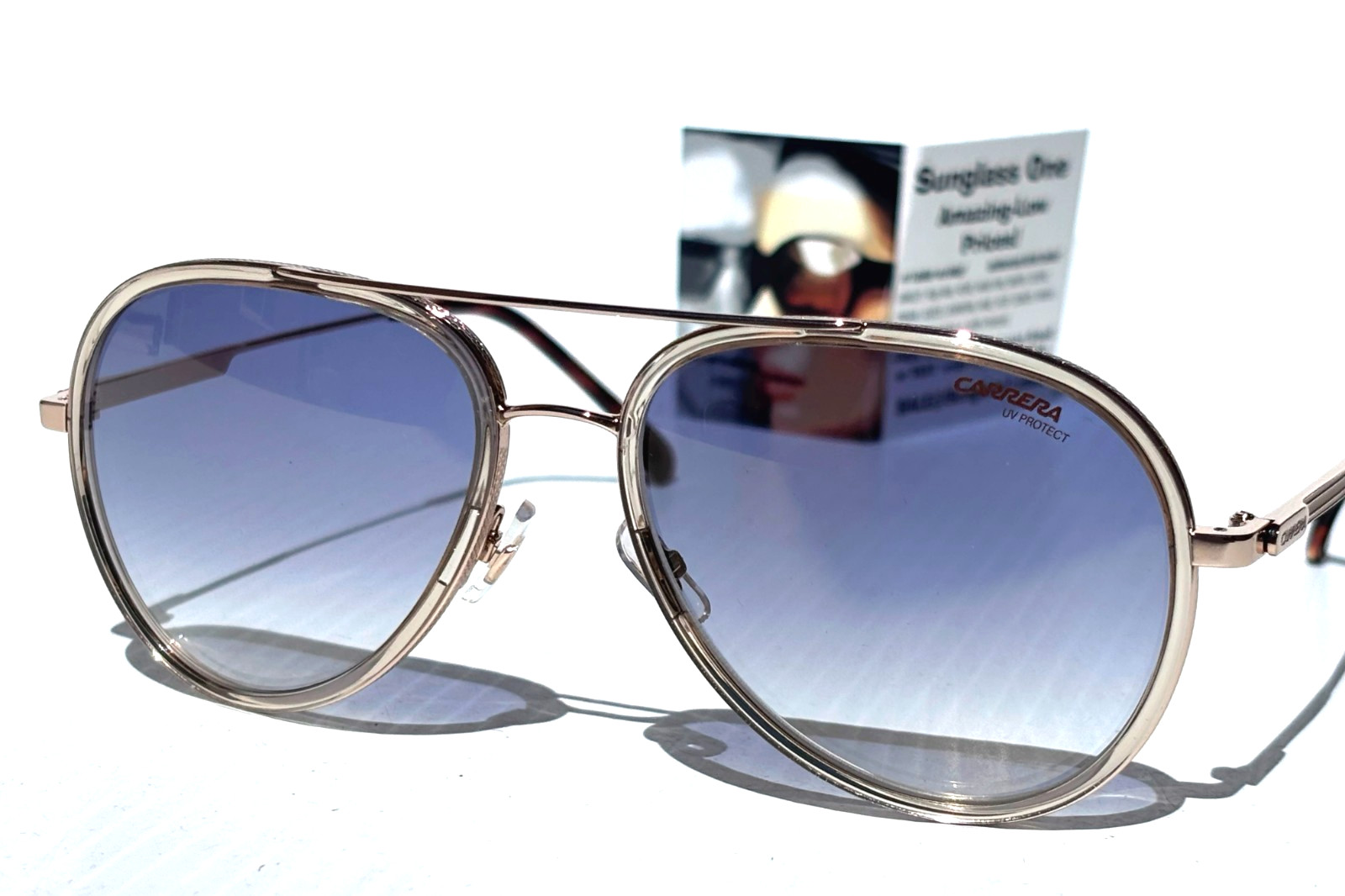 CARRERA Gold Gradient Champagne Blue Fade Lens Sunglass 1044/S HAM1V