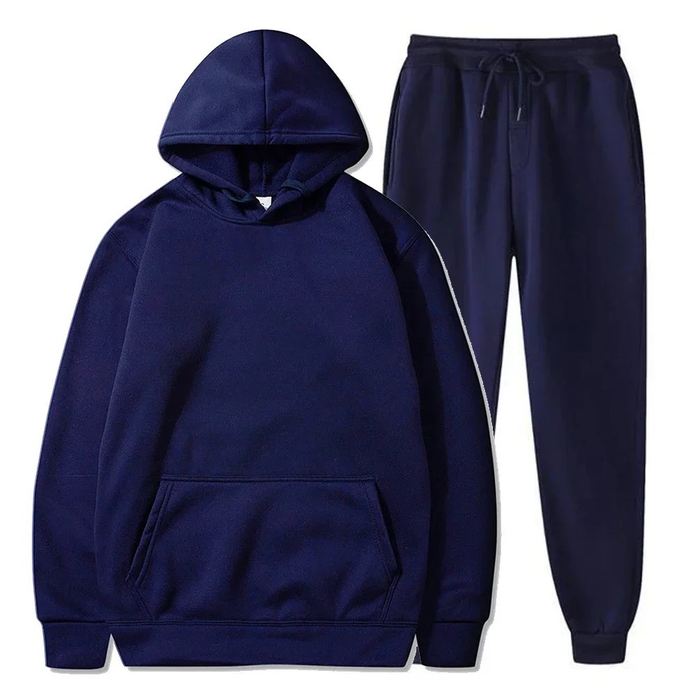 Men Fleece Jogger Set Tracksuit Casual Sportswear Unisex Hoodie Pants Ensemble