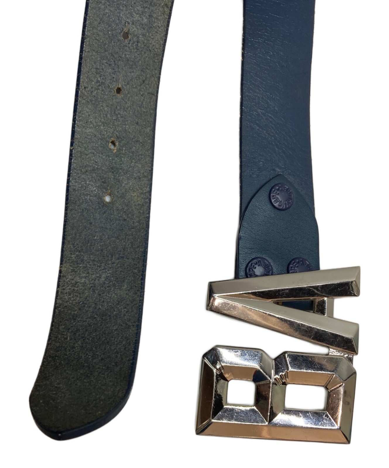 BATHING APE Leather Belt BAPE “BA” 3D Logo Metal Buckle Vintage Rare