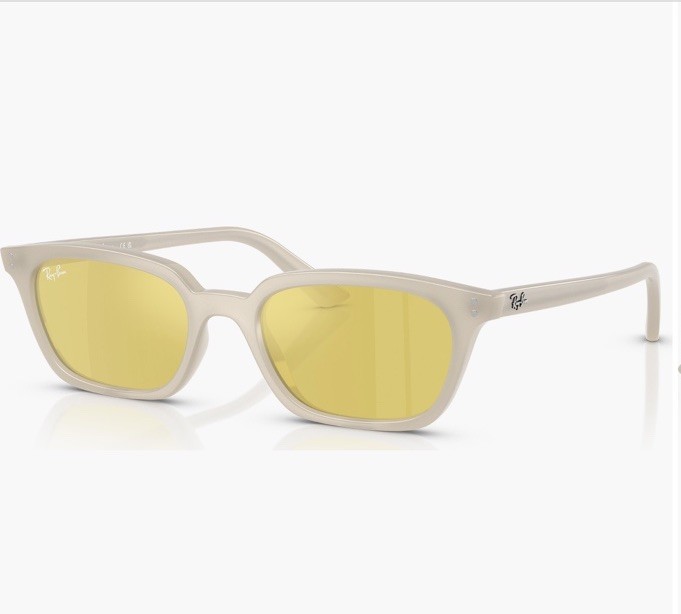 Ray-Ban Unisex Rectangle Sunglasses Beige Plastic Frame Yellow Gradient Lens