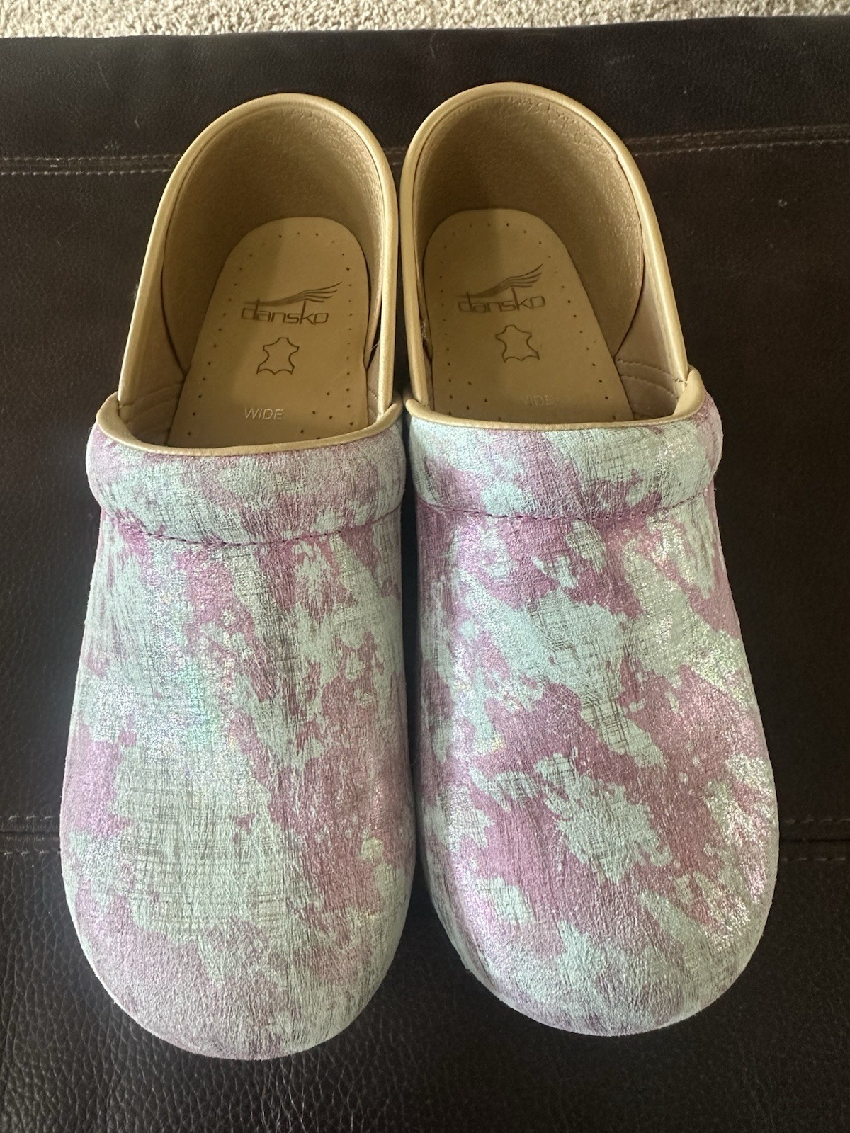Dansko Wide Pro Clog in Iridescent Candy Sky Size 41