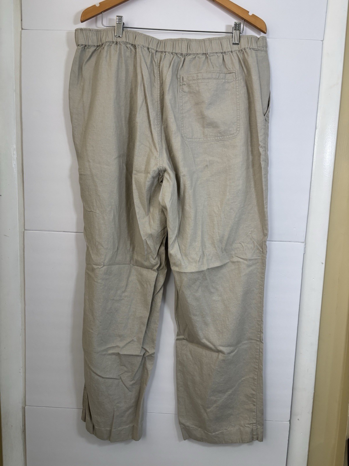 Cubavera Men’s Beige Casual Pants 40W XL Regular Straight Linen Drawstring