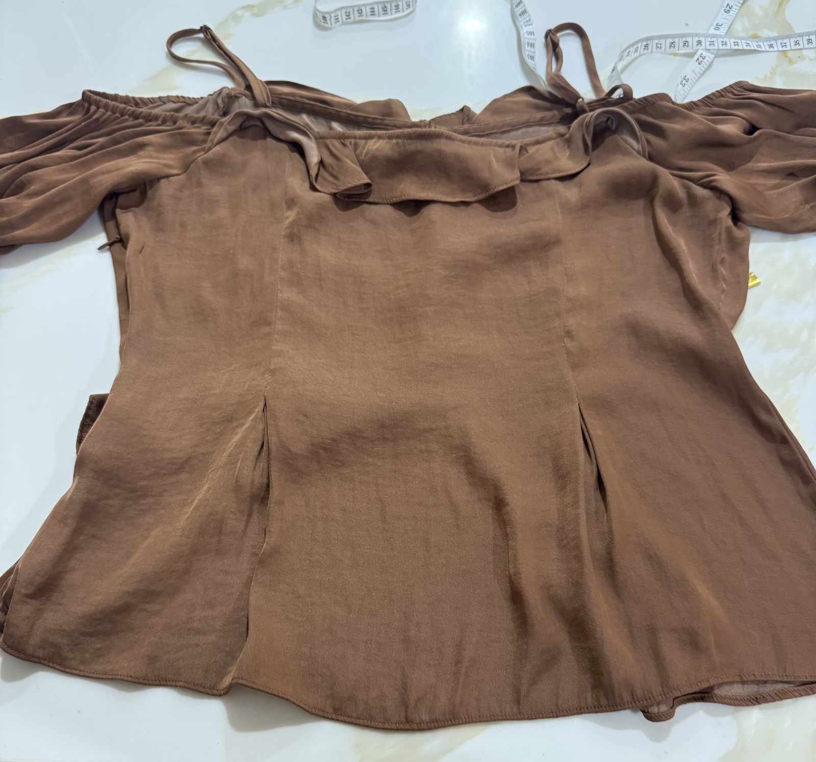 Urban Outfitters Brown Blouse Button Peasant Puff Sleeve Blouse L