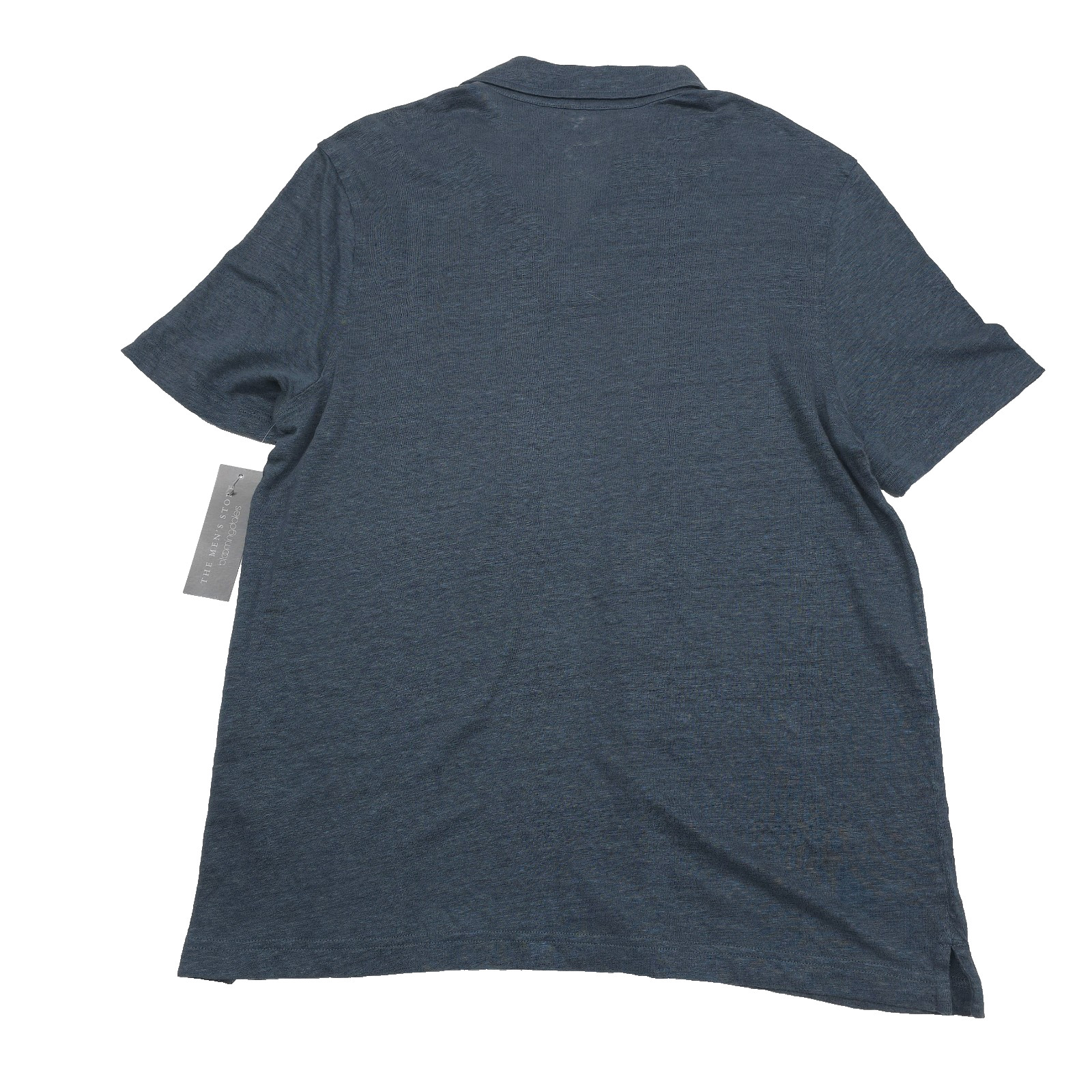 Bloomingdales Linen Polo Shirt Mens Large Dark Slate Green Johnny Collar NWT