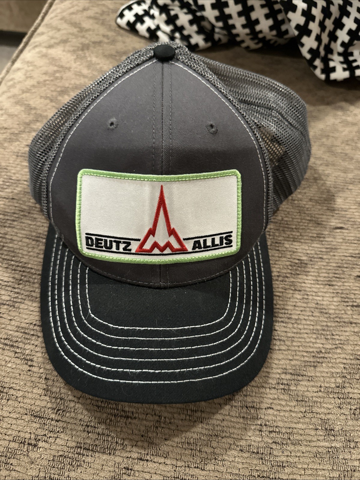 Deutz Allis Tractor Hat – Black/White/Charcoal Twill & Mesh – Snapback