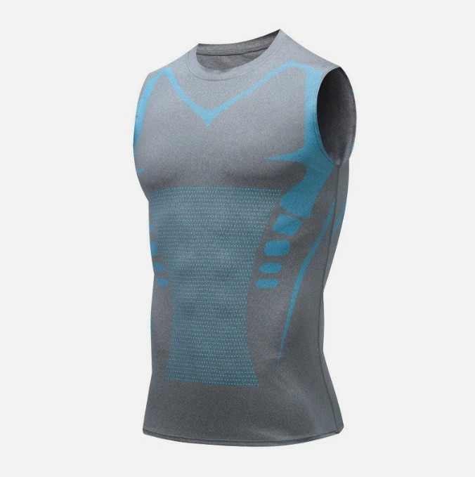 Men Compression Shirt Version Ionic Shaping Sleeveless Vest Sport Tank Top S-2XL
