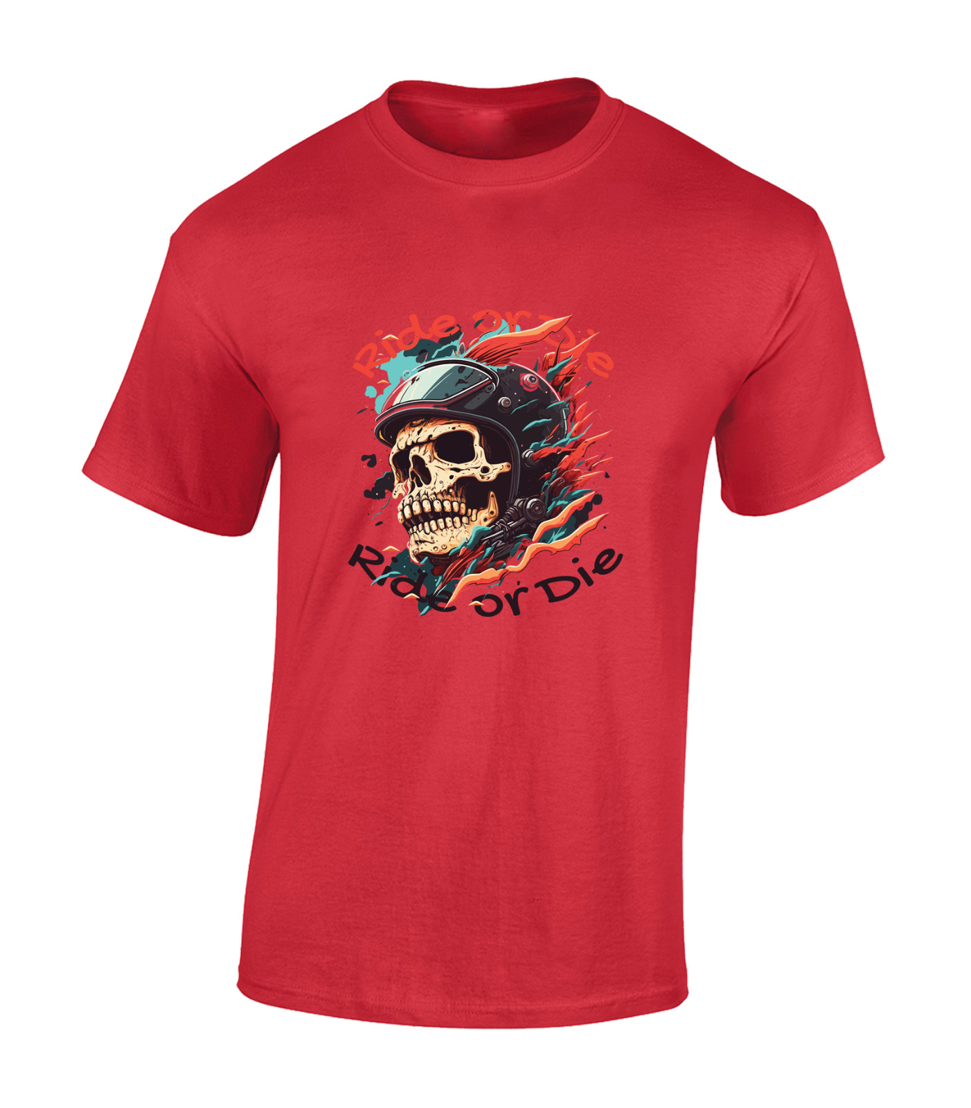 SKULL RIDE OR DIE MENS T SHIRT MOTORBIKE SKELETON MOTORCYCLE BIKER GIFT IDEA TOP