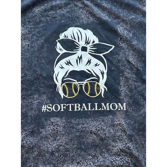 Ideal T by Next Level Softball Mom Acid Wash Graphic Tee Gray 3XL Womens Sports