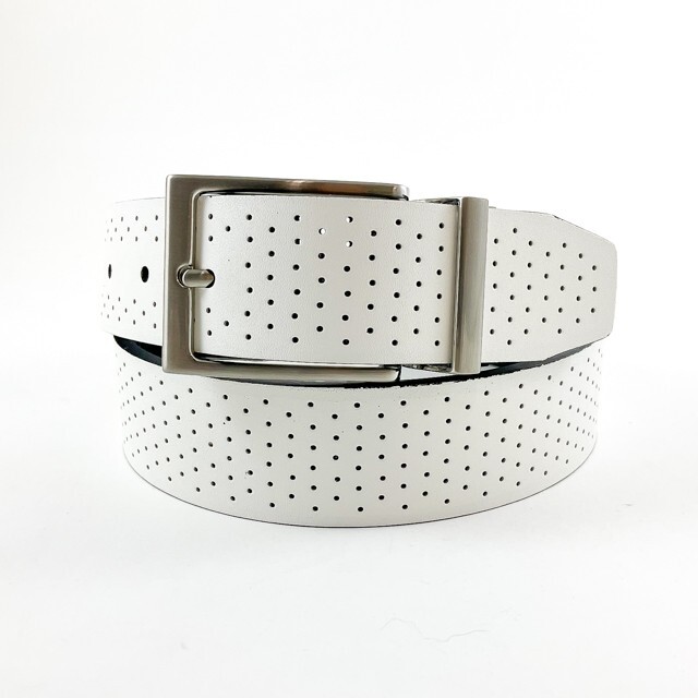 NIKE GOLF MEN’S PERFORATED REVERSIBLE BELT SIZE: 34 (FITS W32) WHITE/BLACK 17248