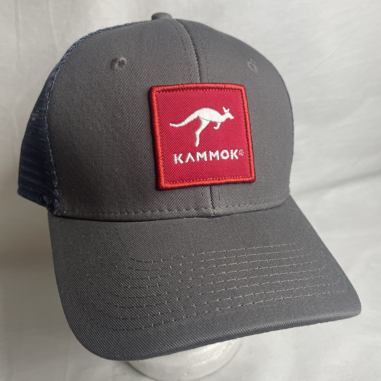 Kammok Trucker Hat Red Kangaroo Logo Gray Unisex Mesh Adjustable Snapback Cap