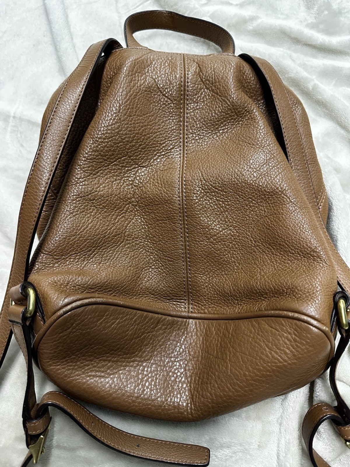 Vtg Coach Brown Pebbled Leather Medium Drawstring Backpack Shoulder Bag F24385