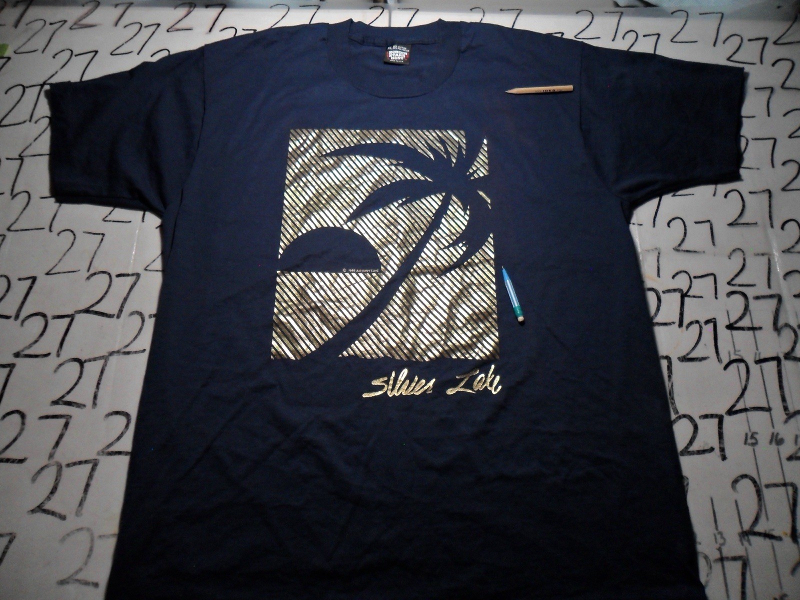 XL Silver Lake 1989 Vintage Light Stain Gold Print Shirt