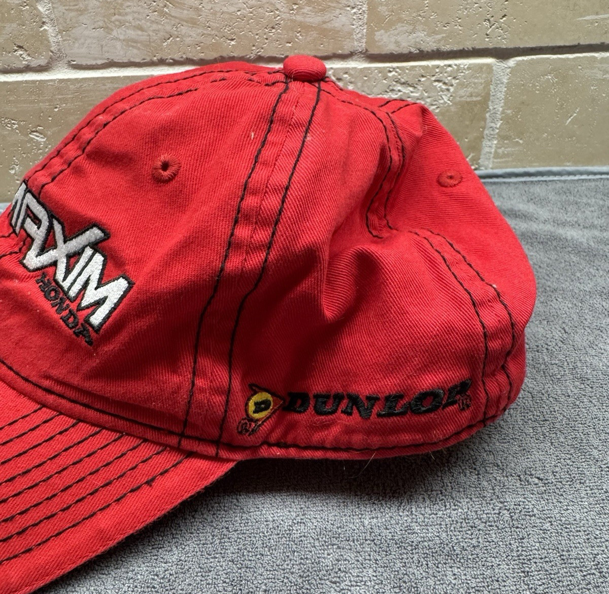 Honda Motocycle Dealer hat cap Red Adjustable strap Dunlop Arai helmet logo