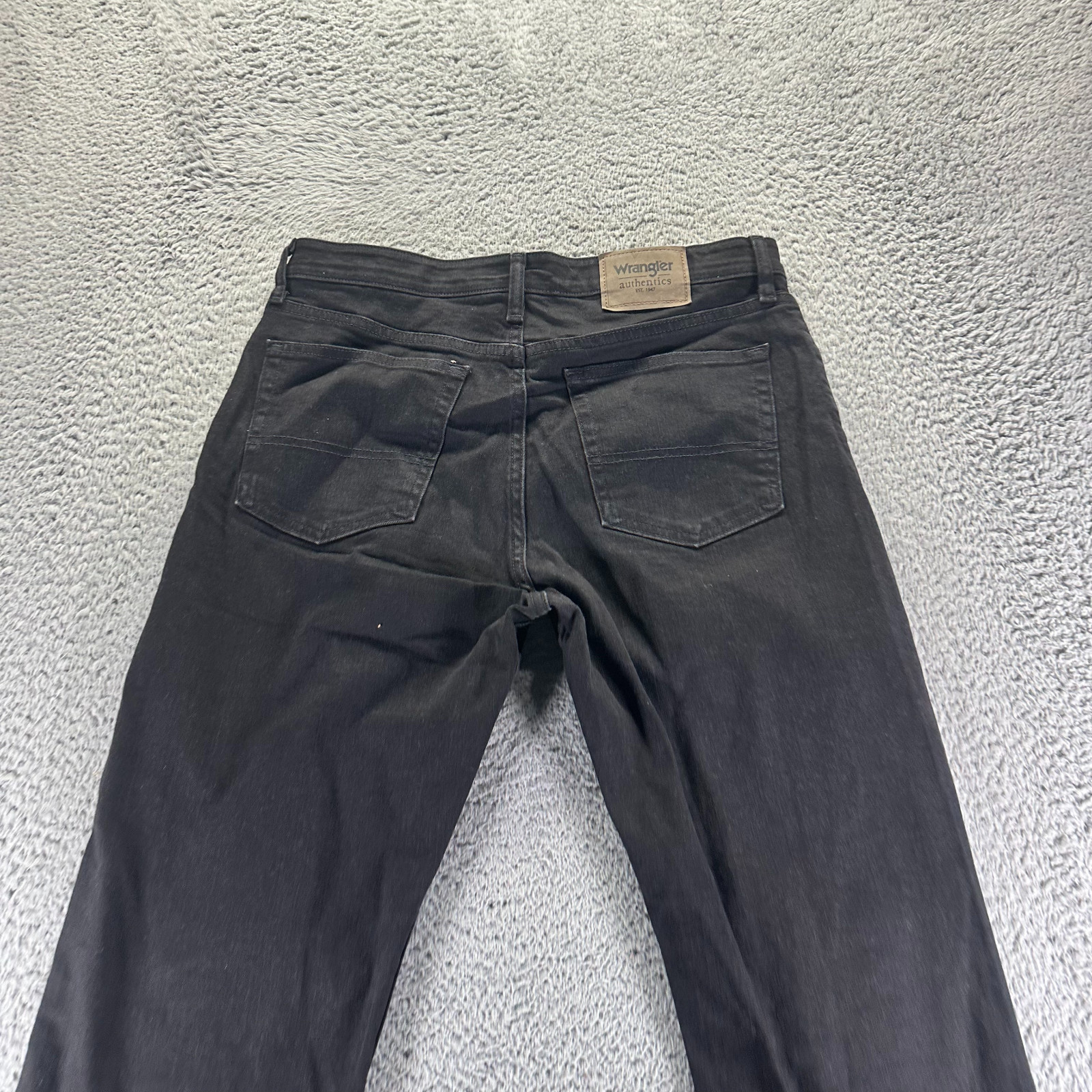 Wrangler Authentics Jeans Men 33×30 Black Cotton Denim Straight Stretch Workwear