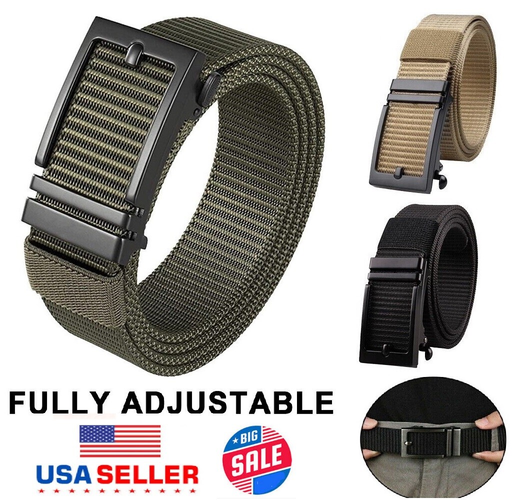 Mens Ratchet Belt Nylon Web Belts for with Automatic Slide Buckle Tactical Belt