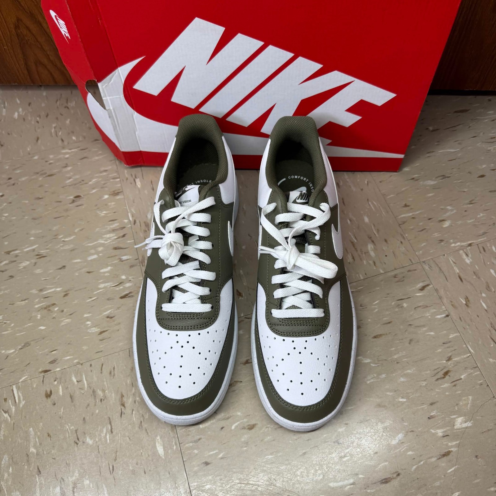 Nike Court Vision Low ‘Olive White’ HM9862 201 Men’s Size 12