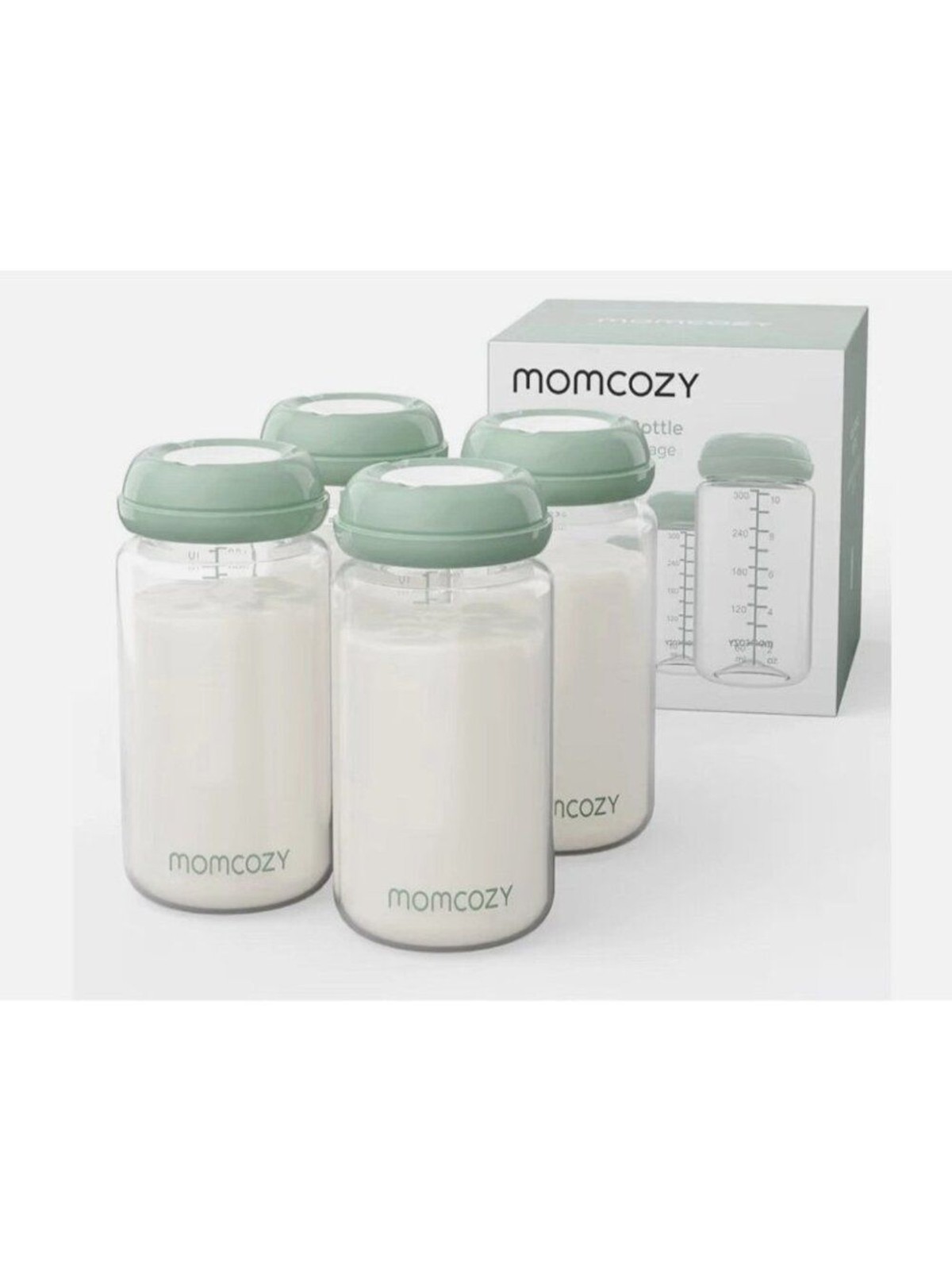 Momcozy Natural Baby Bottle, 10oz Wide Neck Breast Milk Storage Container 4ct