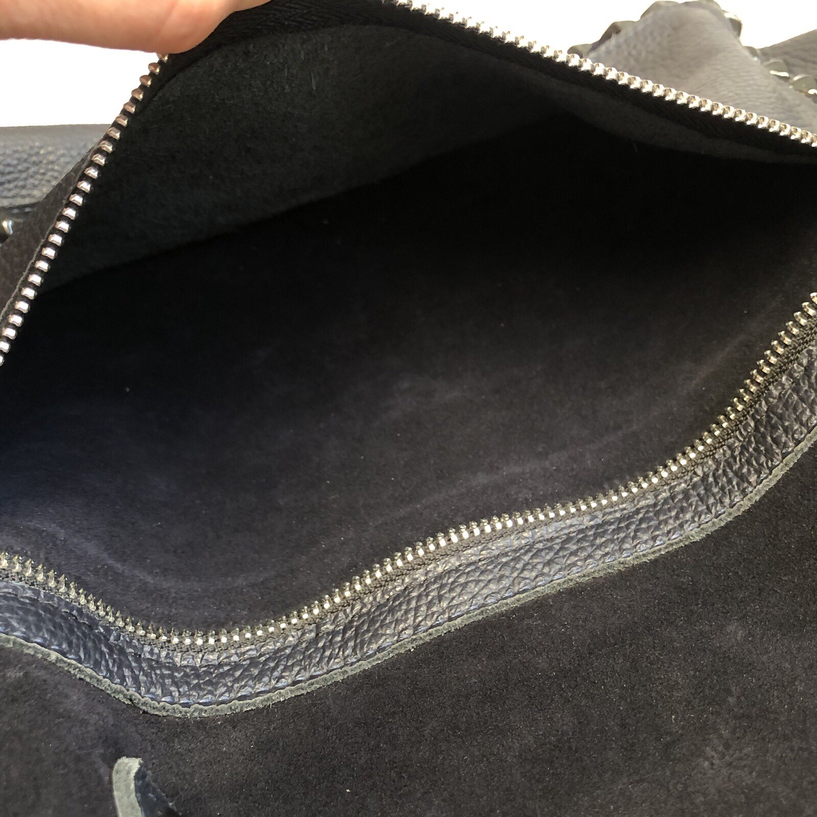 Laggo Miley Navy SDE Suede Leather Tote Bag Pyramid Studs 18.5 x 11.5 x 5 inches
