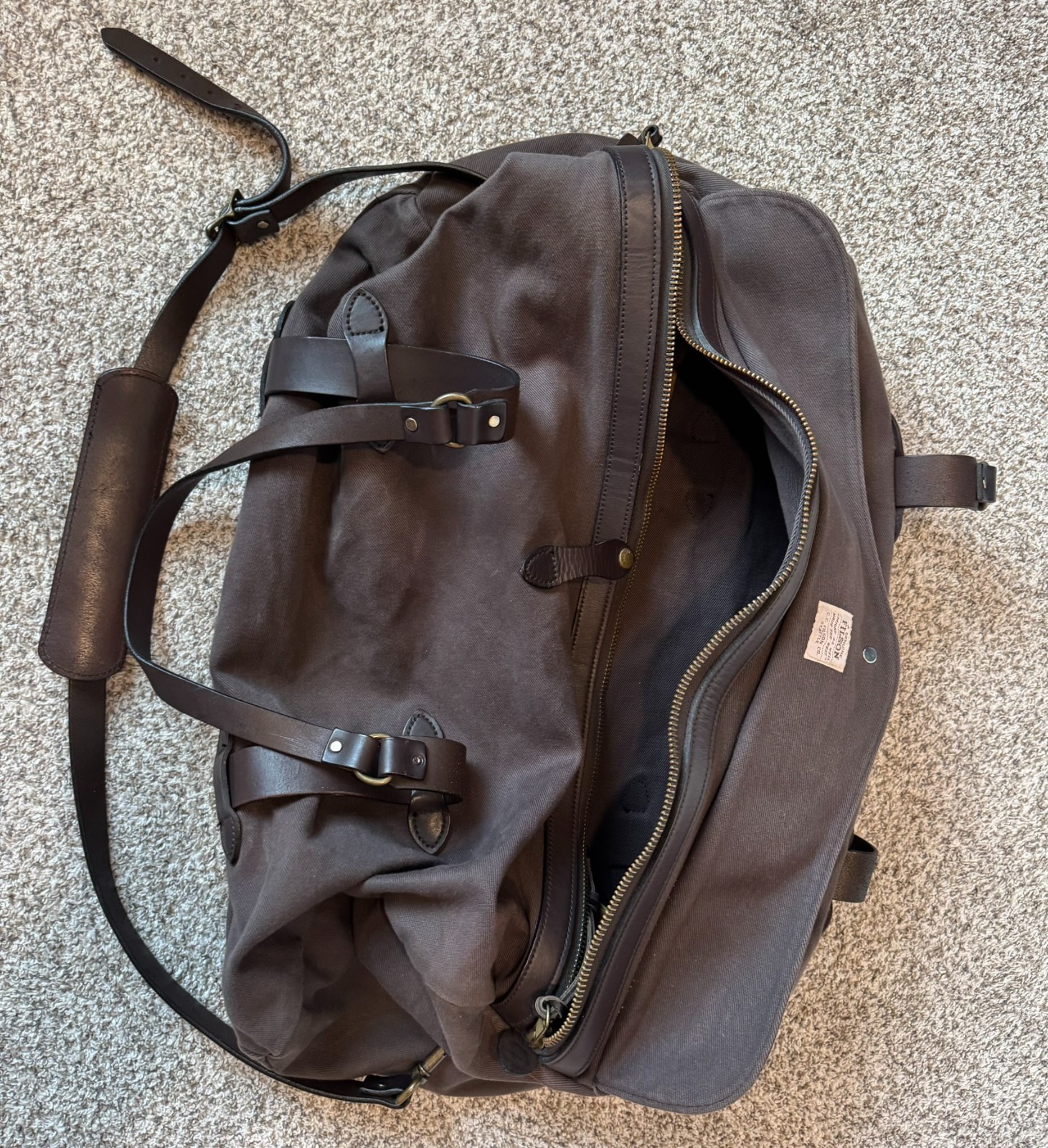 Filson Large Duffel Bag 223 Brown Rugged Twill YKK 2009 Made in USA