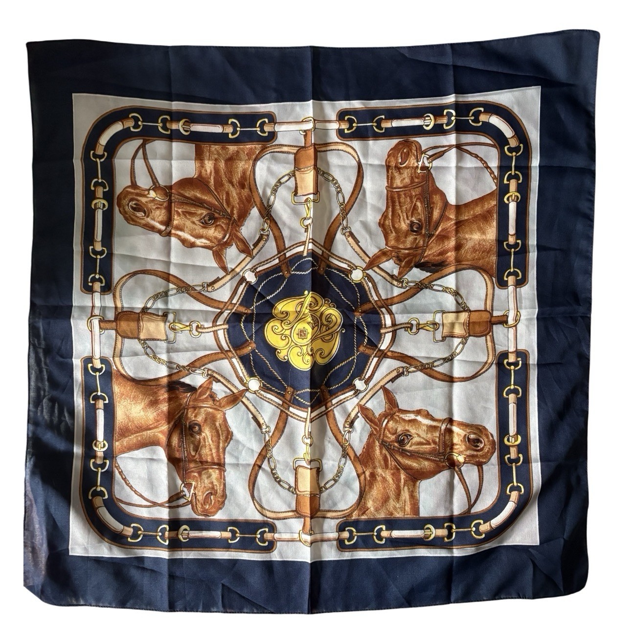 Gorgeous Horse Theme Scarf ~ Made in Italy ~ 26.5 x 26.5″