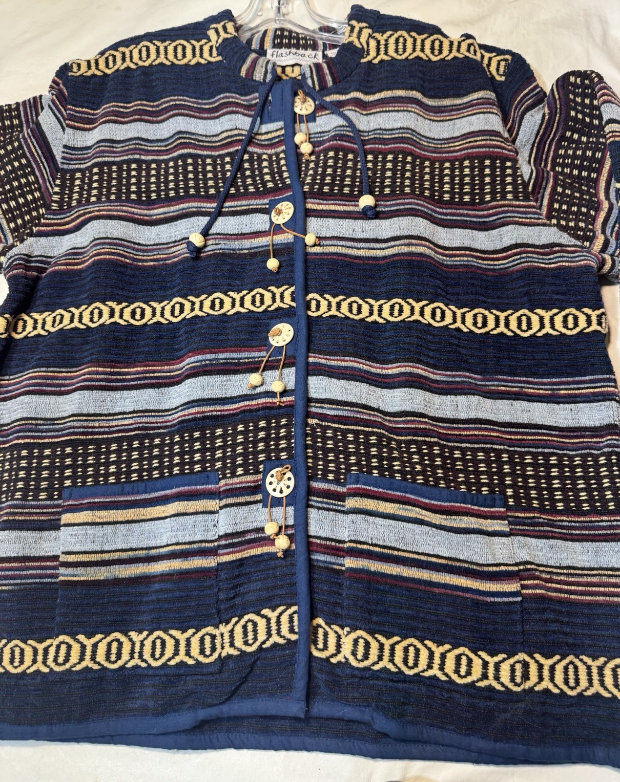 Flashback Vintage Aztec Blazer Jacket Western Button Cotton Tapestry Womens M